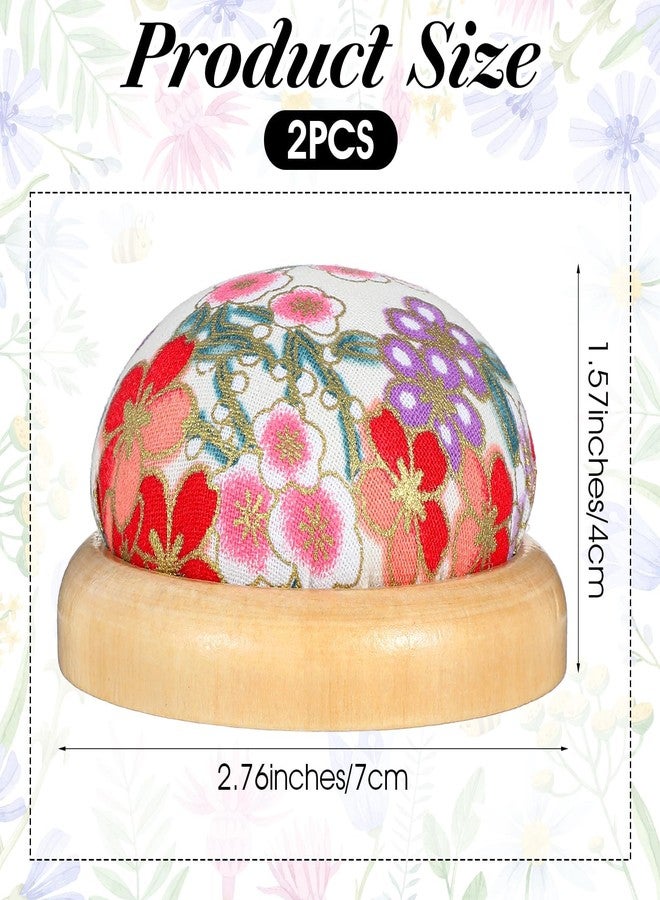 Buildcon 2 Piece Pin Cushion, Wooden Base Needle Holder for Sewing, Japanese Style Pin Cushions for Crafting, DIY Projects, Safe Needle Storage, 7cm Diameter, 3.85cm Height - Image 3